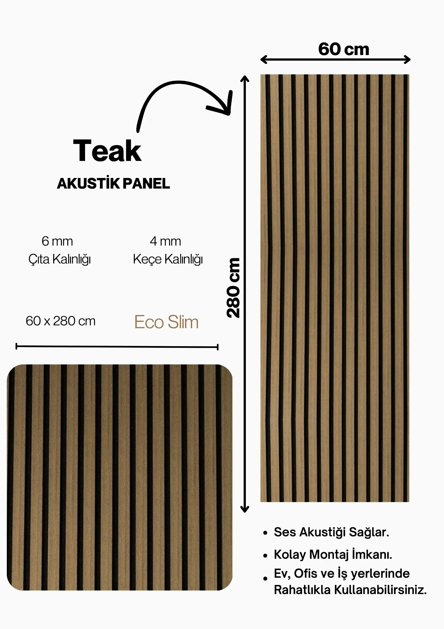 Akustik Panel — Teak