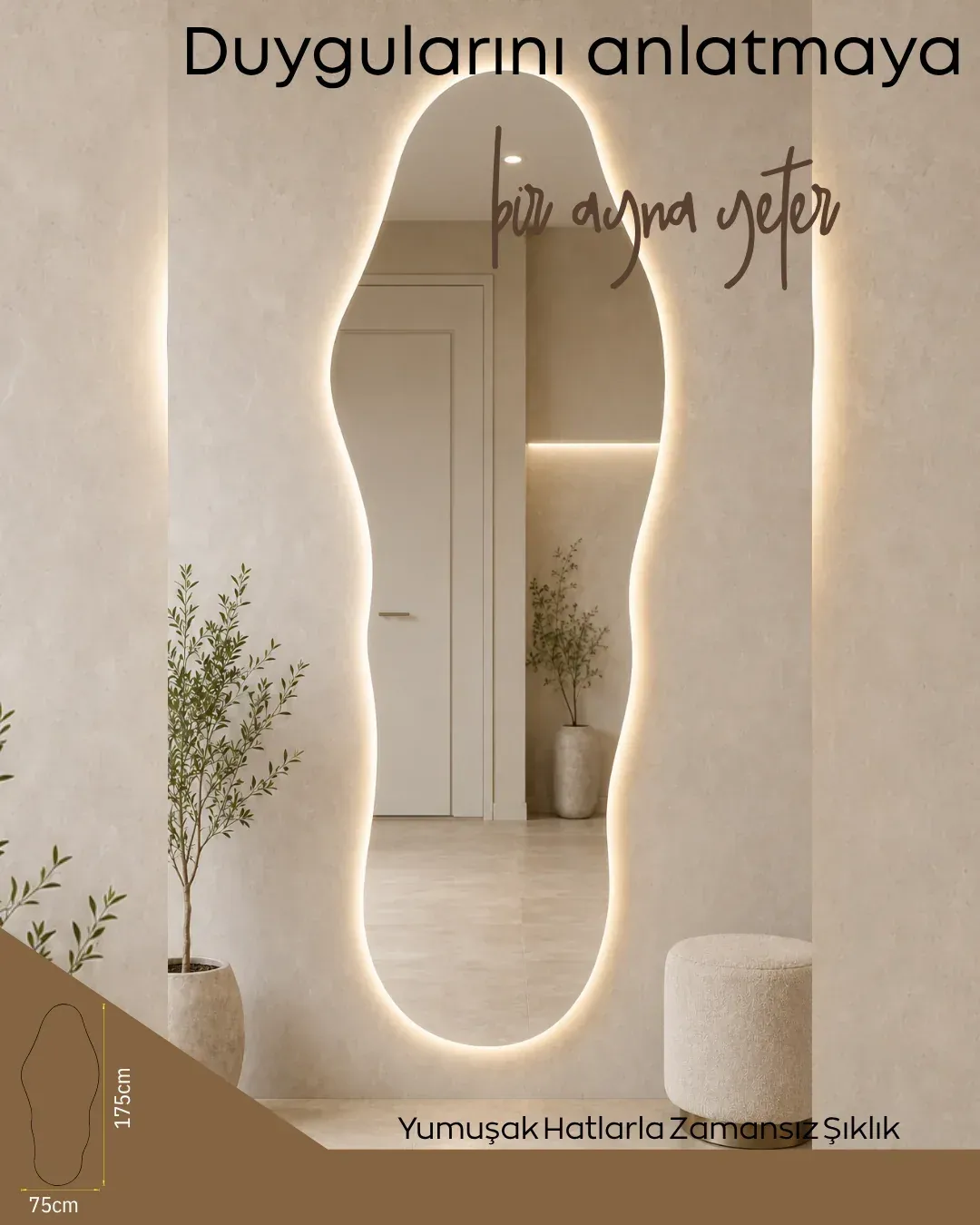 Seren Dalga LED Boy Aynası