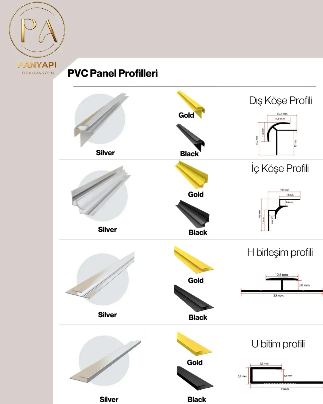 Pvc Panel Profilleri